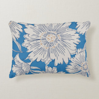 Hand drawn abstract garden flowers. Contour drawin アクセントクッション