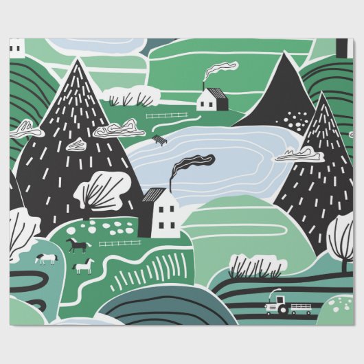 Hand drawn abstract scandinavian graphic illustrat ラッピングペーパー (フラット)