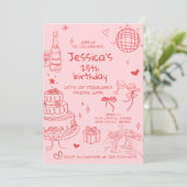 Hand Drawn Adult Handwritten Scribble Birthday 招待状 (スタンド正面)