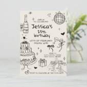 Hand Drawn Adult Handwritten Scribble Birthday 招待状 (スタンド正面)