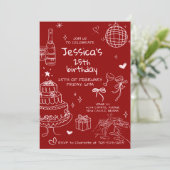 Hand Drawn Adult Handwritten Scribble Birthday  招待状 (スタンド正面)