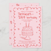 Hand Drawn Adult Scribble Birthday  招待状 (正面/裏面)