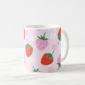  Hand-Drawn Aesthetic Strawberry Seamless Pattern コーヒーマグカップ (正面右)
