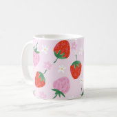  Hand-Drawn Aesthetic Strawberry Seamless Pattern コーヒーマグカップ (正面左)