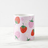 Hand-Drawn Aesthetic Strawberry Seamless Pattern コーヒーマグカップ (中央)