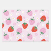 Hand-Drawn Aesthetic Strawberry Seamless Pattern ラッピングペーパーシート (正面2)