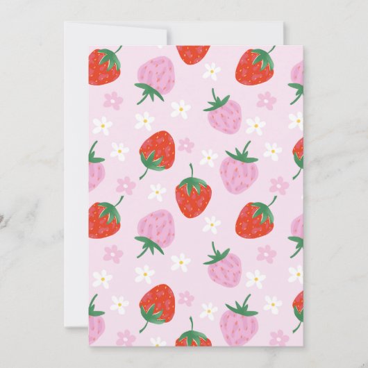 Hand-Drawn Aesthetic Strawberry Seamless Pattern  招待状 (正面)