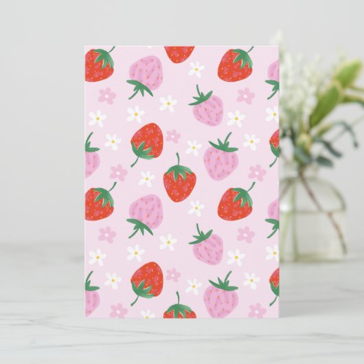 Hand-Drawn Aesthetic Strawberry Seamless Pattern  招待状 (スタンド正面)