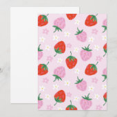 Hand-Drawn Aesthetic Strawberry Seamless Pattern  招待状 (正面/裏面)
