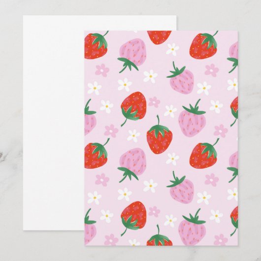 Hand-Drawn Aesthetic Strawberry Seamless Pattern  招待状 (正面/裏面)