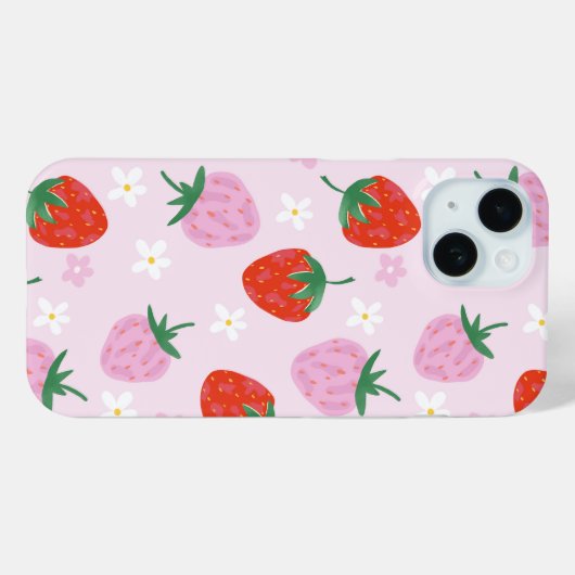 Hand-Drawn Aesthetic Strawberry Seamless Pattern Case-Mate iPhoneケース (裏面 (横))