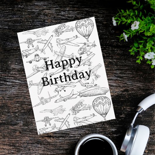 Hand drawn Airplanes Aviation Pilot Aviator Fun ポストカード