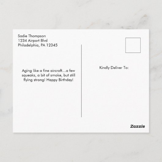 Hand drawn Airplanes Aviation Pilot Aviator Fun ポストカード (裏面)