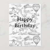 Hand drawn Airplanes Aviation Pilot Aviator Fun ポストカード (正面)