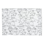 Hand drawn Airplanes Aviation Pilot Aviator Fun 枕カバー (正面左)