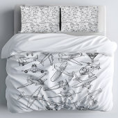 Hand drawn Airplanes Aviation Pilot Aviator Fun 枕カバー