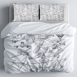 Hand drawn Airplanes Aviation Pilot Aviator Fun 枕カバー