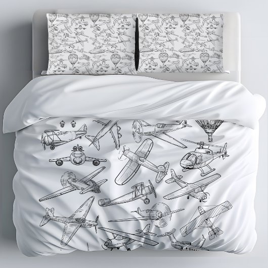 Hand drawn Airplanes Aviation Pilot Aviator Fun 枕カバー