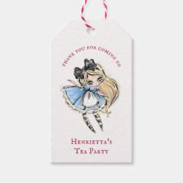 Hand-Drawn Alice Blue Dress Birthday Gift Tag ギフトタグ