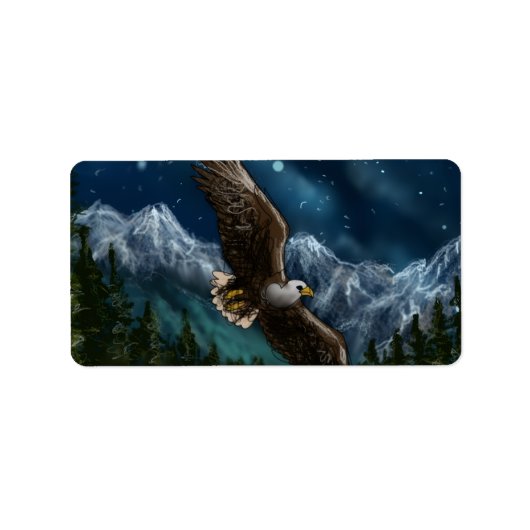 hand drawn and painted eagle in sky ラベル (正面)