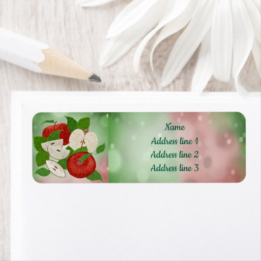 Hand-Drawn Apple Address Labels – Rustic ラベル (インサイチュ)