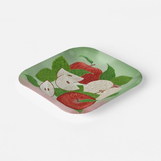 Hand-Drawn Apple Plates – Rustic Modern ペーパープレート (傾斜あり)