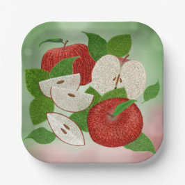 Hand-Drawn Apple Plates – Rustic Modern ペーパープレート