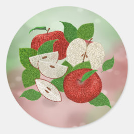 Hand-Drawn Apple Stickers – Rustic Modern ラウンドシール