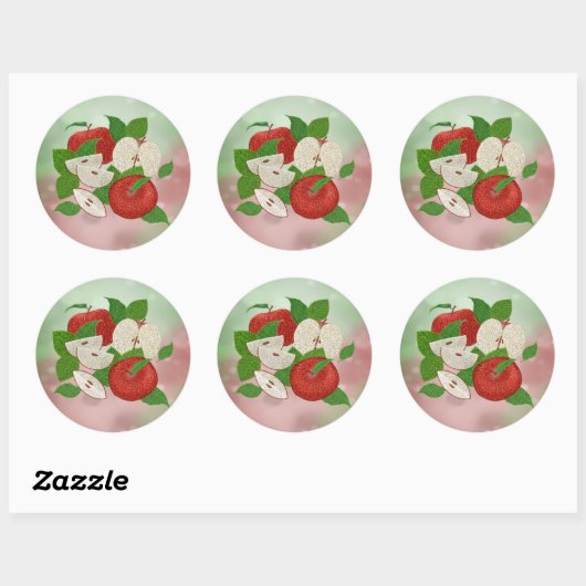 Hand-Drawn Apple Stickers – Rustic Modern ラウンドシール (シート)