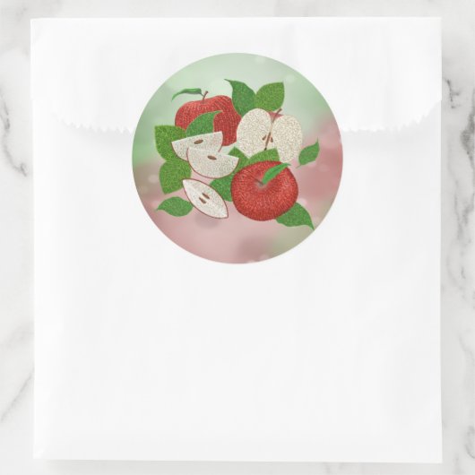 Hand-Drawn Apple Stickers – Rustic Modern ラウンドシール (バッグ)