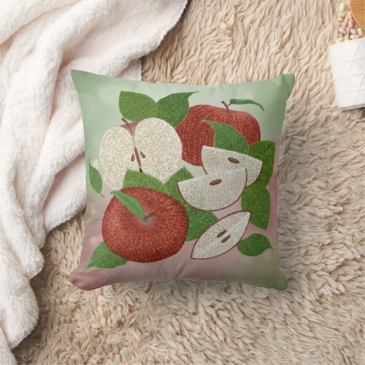 Hand-Drawn Apple Throw Pillow – Farmhouse Orchard  クッション (ブランケット)