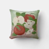 Hand-Drawn Apple Throw Pillow – Farmhouse Orchard  クッション (正面)
