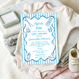 Hand Drawn Apres Bebe Apres Ski Boy Baby Shower 招待状