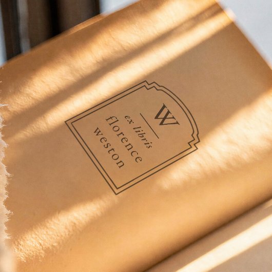 Hand Drawn Arch Frame Monogram Ex Libris Book ラバースタンプ