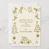 Hand-Drawn Arch Photo Gold Beige Merry Christmas シーズンカード (裏面)