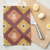 Hand Drawn Autumn Diamond Pattern Kitchen Towel キッチンタオル (四つ折り)