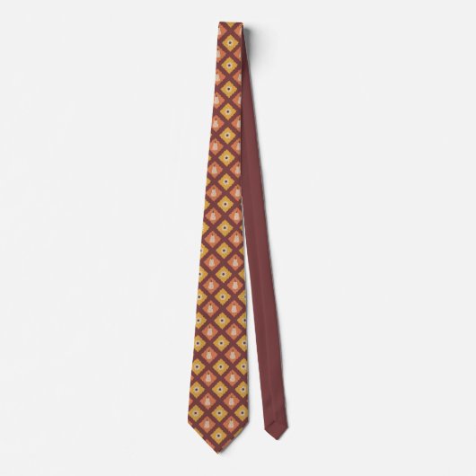 Hand Drawn Autumn Diamond Pattern Neck Tie ネクタイ (正面)