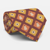 Hand Drawn Autumn Diamond Pattern Neck Tie ネクタイ (ロール)