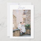 Hand Drawn Azure Blue Floral Garden Photo Wedding セーブザデート (正面)