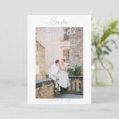 Hand Drawn Azure Blue Floral Garden Photo Wedding セーブザデート (スタンド正面)