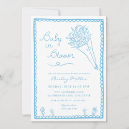 Hand Drawn Baby in Bloom Farmer Market Baby Shower 招待状