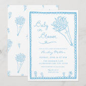 Hand Drawn Baby in Bloom Farmer Market Baby Shower 招待状 (正面/裏面)