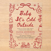 Hand Drawn Baby It's Cold Outside Baby Shower アクリル招待状 (正面)