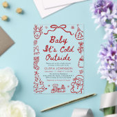 Hand Drawn Baby It's Cold Outside Baby Shower アクリル招待状 (インサイチュ (ウェディング))