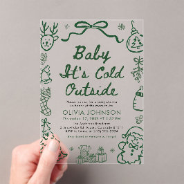Hand Drawn Baby It's Cold Outside Baby Shower アクリル招待状