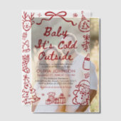 Hand Drawn Baby It's Cold Outside Baby Shower ベラム紙招待状 (オフセット (カップル))