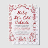Hand Drawn Baby It's Cold Outside Baby Shower ベラム紙招待状 (オフセット (招待状))