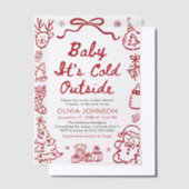 Hand Drawn Baby It's Cold Outside Baby Shower ベラム紙招待状 (オフセット)
