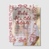 Hand Drawn Baby It's Cold Outside Baby Shower ベラム紙招待状 (オフセット (カップル))