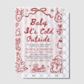 Hand Drawn Baby It's Cold Outside Baby Shower ベラム紙招待状 (オフセット (招待状))